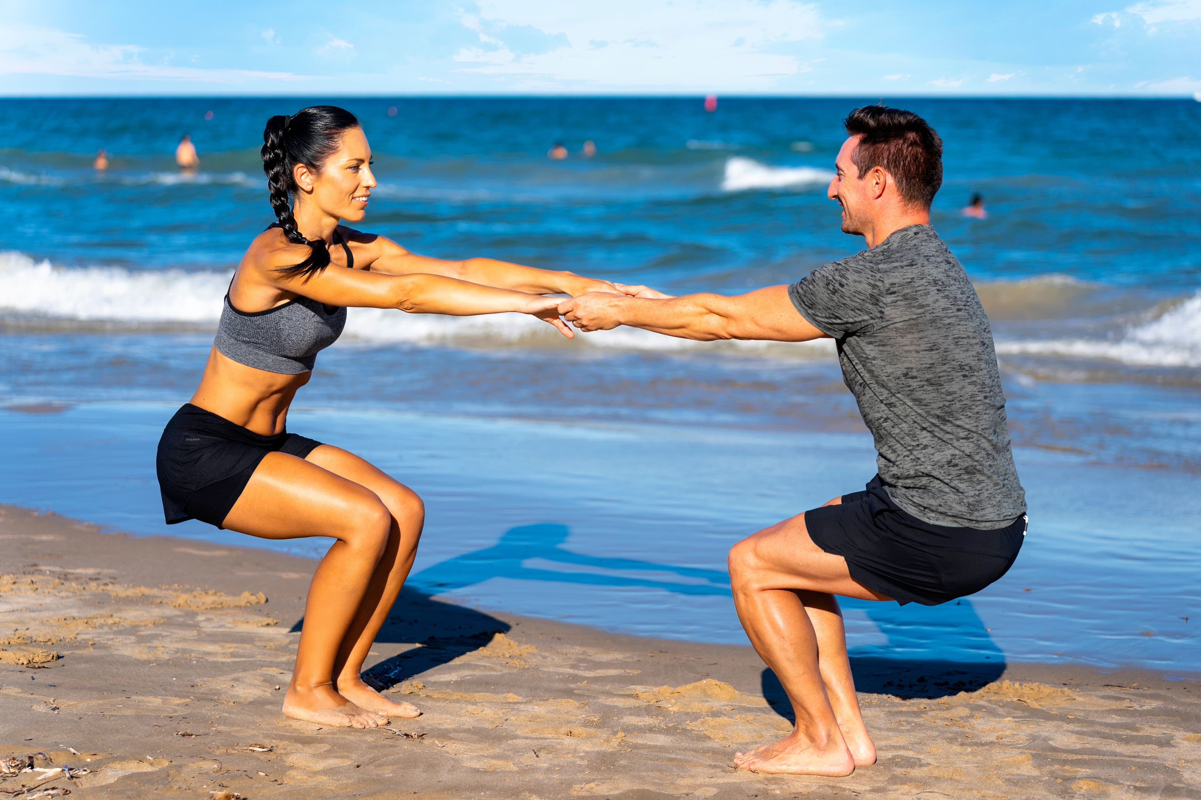 Row of lounge chairs along the sea