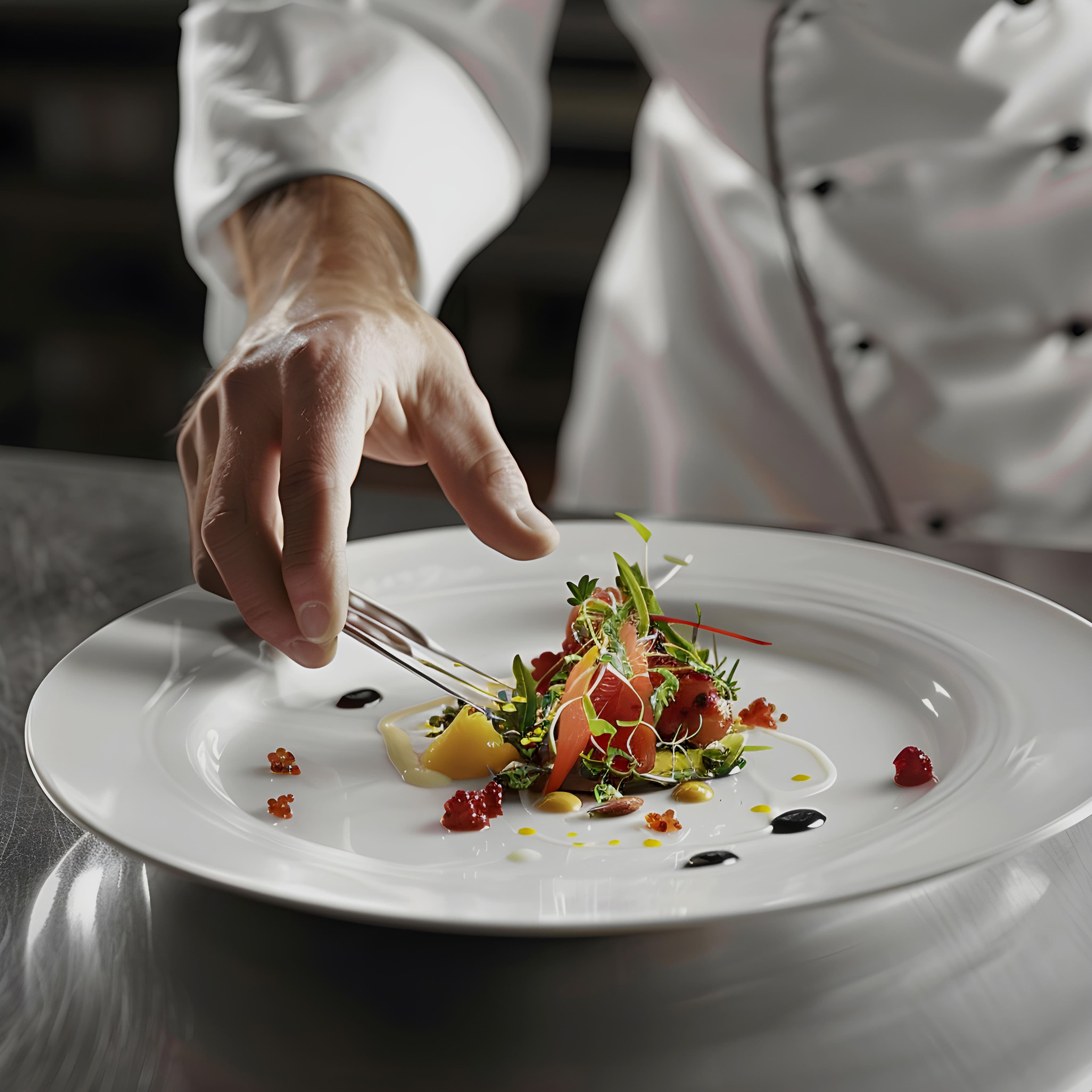 Chef preparing fish